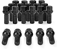 SUCOSO M14x1.5 Lug Bolts 20PCS - 28mm Shank Ball Seat for Audi A3 A4 A6 VW Golf Jetta Tiguan - Rustproof OEM Wheels