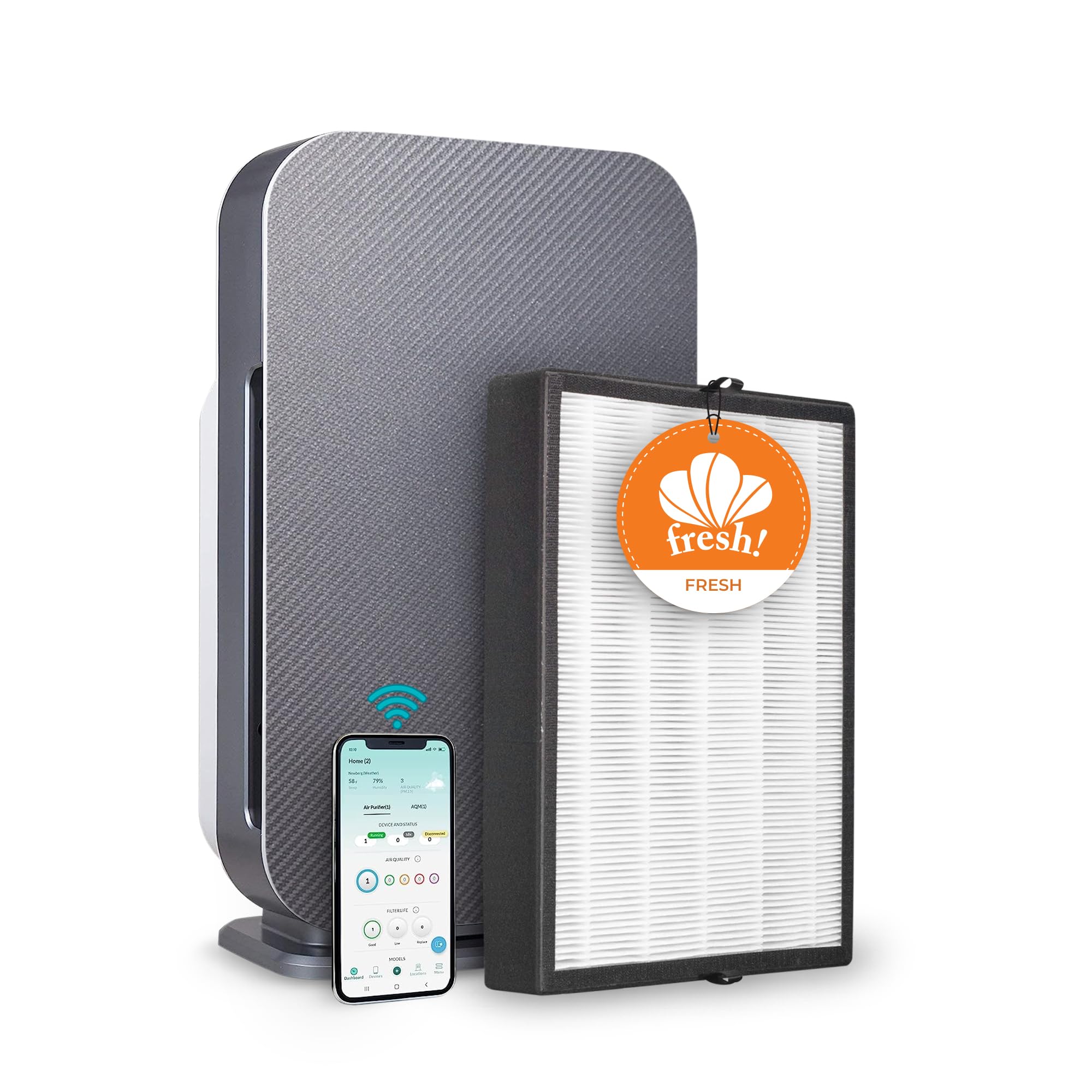 Alen Air Purifier BreatheSmart 45i HEPA w/ Fresh Filter for Rooms up to 1600 SqFt - Perfect for Bedrooms - Captures Allergens & Mold + Odors & Smoke