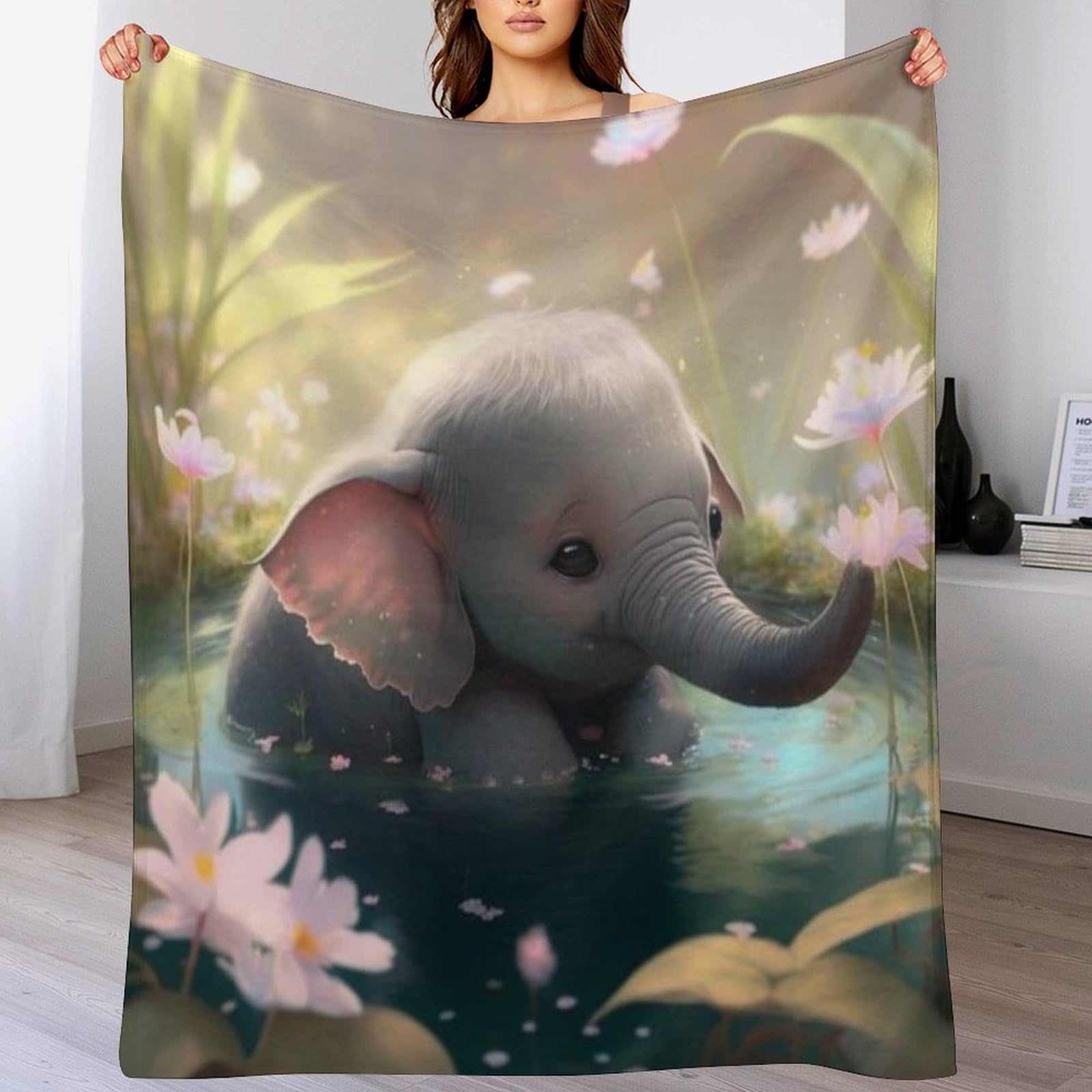 Couverture éléphant en flannel douce et moelleuse : finitions haut de gamme 130x150