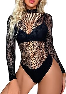 Buitifo Woman Bodysuit One Piece Babydoll Mesh Top Shirts Lingerie Bodys Rave Outfits