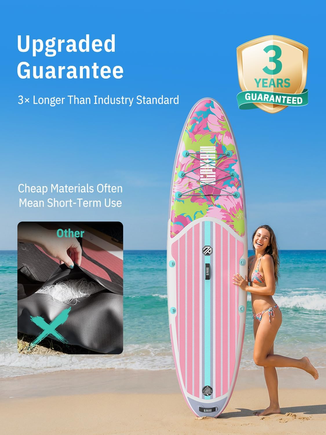 Niphean Inflatable Stand Up Paddle Board with SUP Accessories, Anti-Slip EVA Deck, 10’6’’ Inflatable Paddle Boards for Adults & Youth of All Skill Levels - Image 4