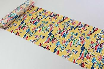 Amazon | 和柄 生地 紅型 びんがた 流水に松竹梅 (花葉色) 50cm