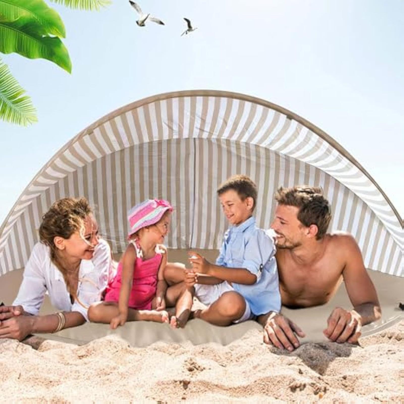 Tenda Da Spiaggia Solare Tettuccio Portatile Di Protezione Raggi UV | Solare da Spiaggia per Giardino, Picnic all'Aperto, Vacanze Estive, Viaggi, Escursionismo e Pesca