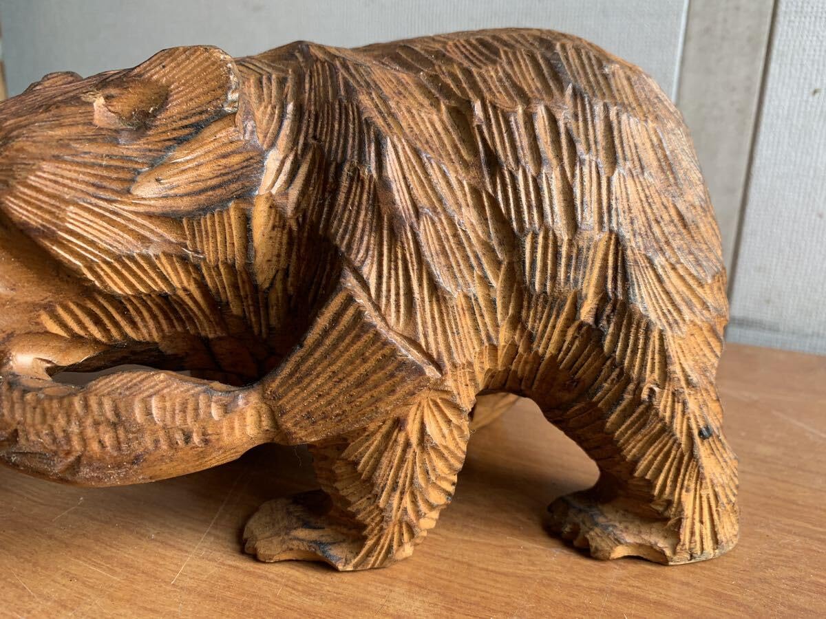 Amazon.co.jp: 熊置物オブジェ木彫りの熊北海道民芸品彫刻木彫アイヌ