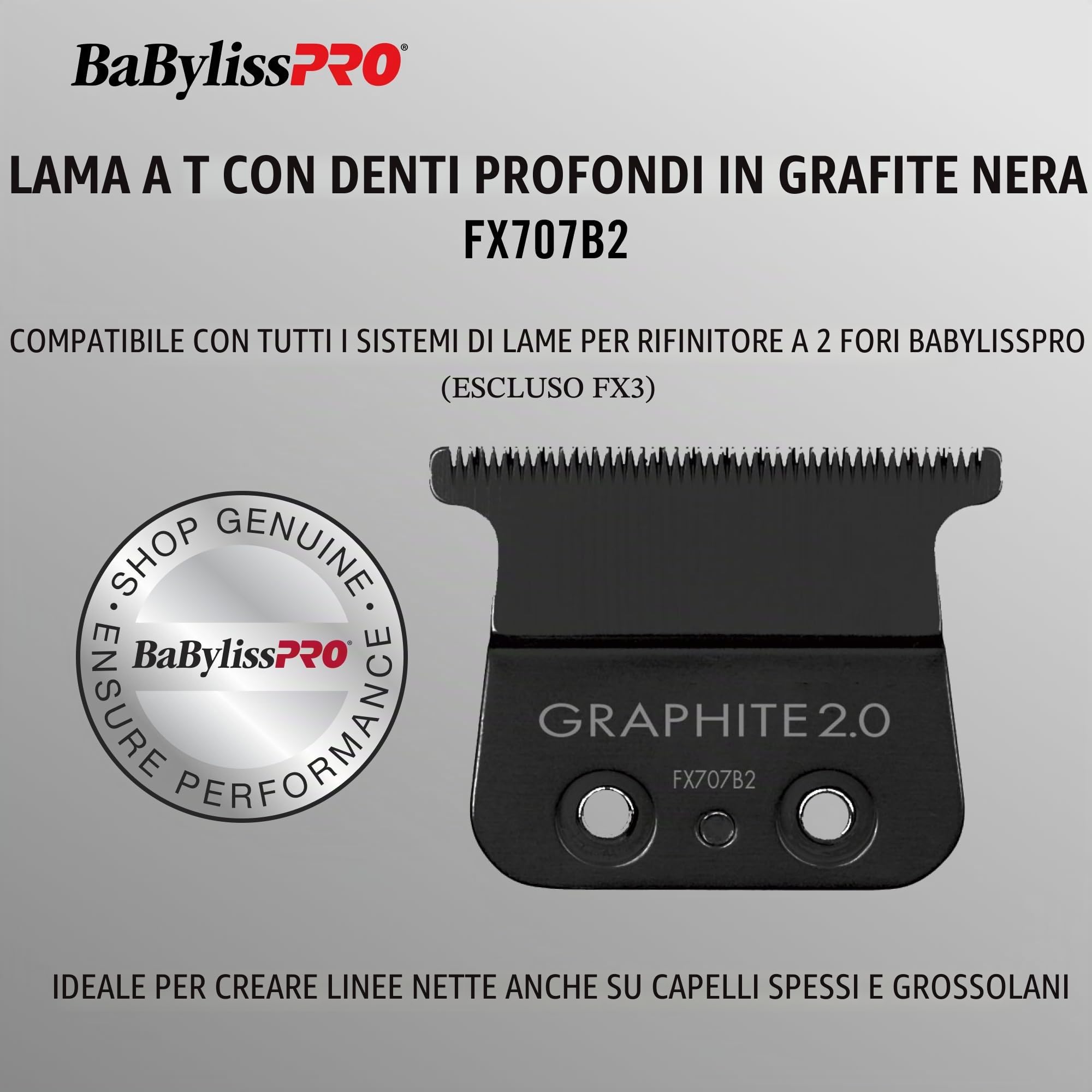 BaBylissPRO Lama di ricambio T-Blade a denti profondi - FX707B2 grafite per uomo, 1 pezzo