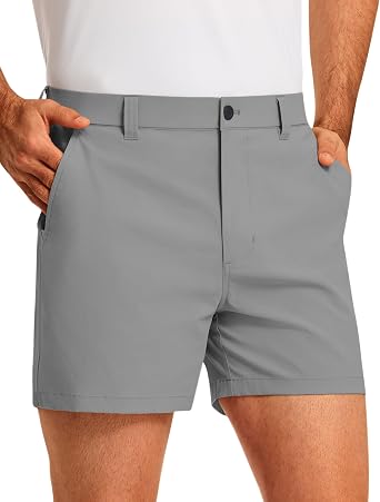 PULI Mens Golf Shorts 5 Inseam Waterproof Quick Dry Stretch Breathable | Lightweight Casual Shorts with Zipper Pocket, Elastic Waist, UPF 50+, 4-Way Stretch, Flat Front, Durable, Hybrid Dress Shorts