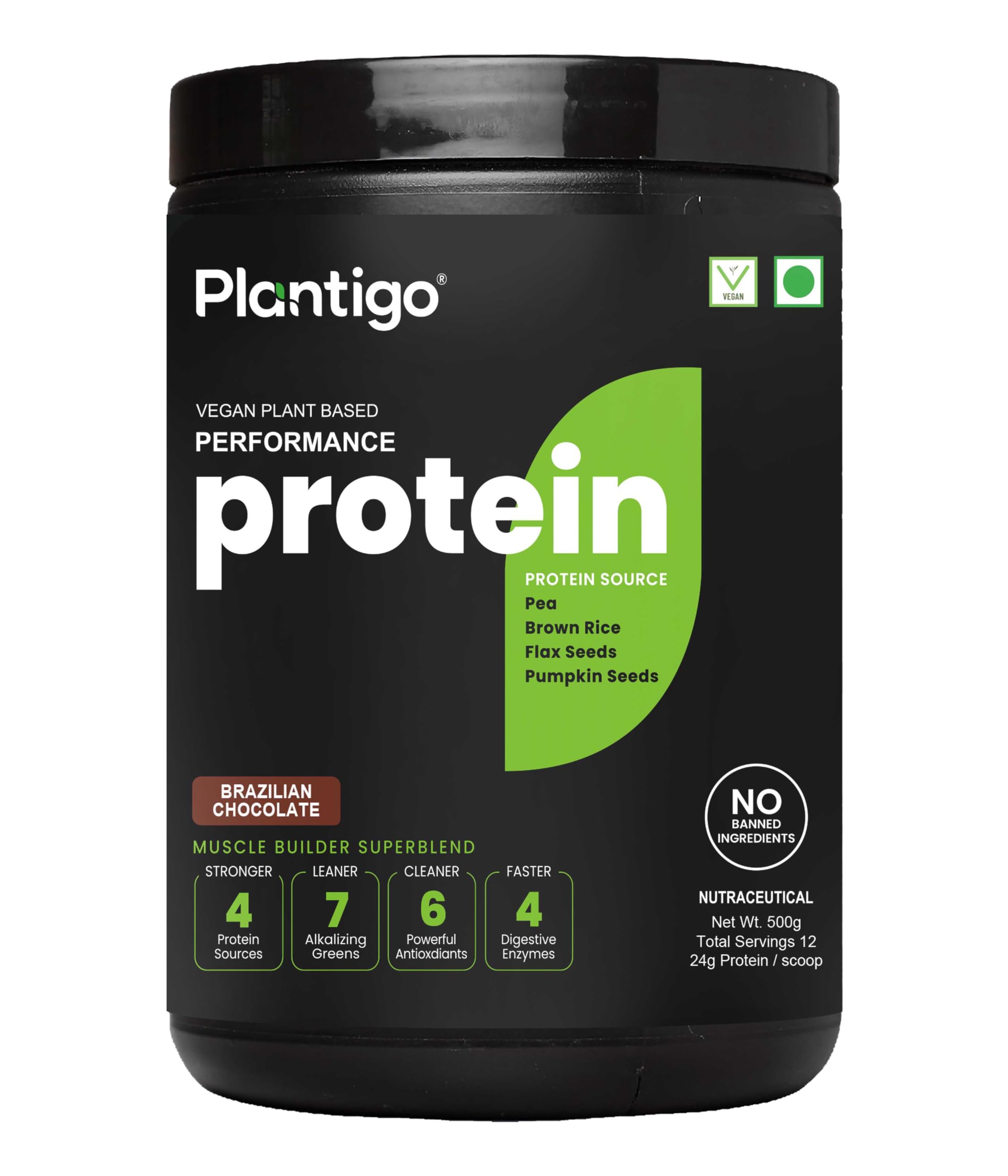 Plantigo Plant Protein Powder - Men & Women, 500g Brazilian Chocolate | Plant Based Pea Protein Powder | 24g Protein, 4g Fiber, 3g BCAA, 20+ Vitamins, Minerals| No Added Sugars, No Preservatives — Amazon image 12