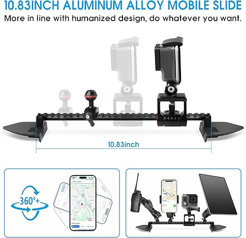 Miniatura 2 de JL Soporte para teléfono de tablero multimontaje + soporte GoPro para Jeep Wrangler JL JLU Jeep Gladiator JT 2 puertas y 4 puertas, riel deslizante