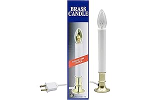 Electric Window Candle Lamp with Brass Plated Base, Perfect for Holiday or Year-Round Enjoyment!