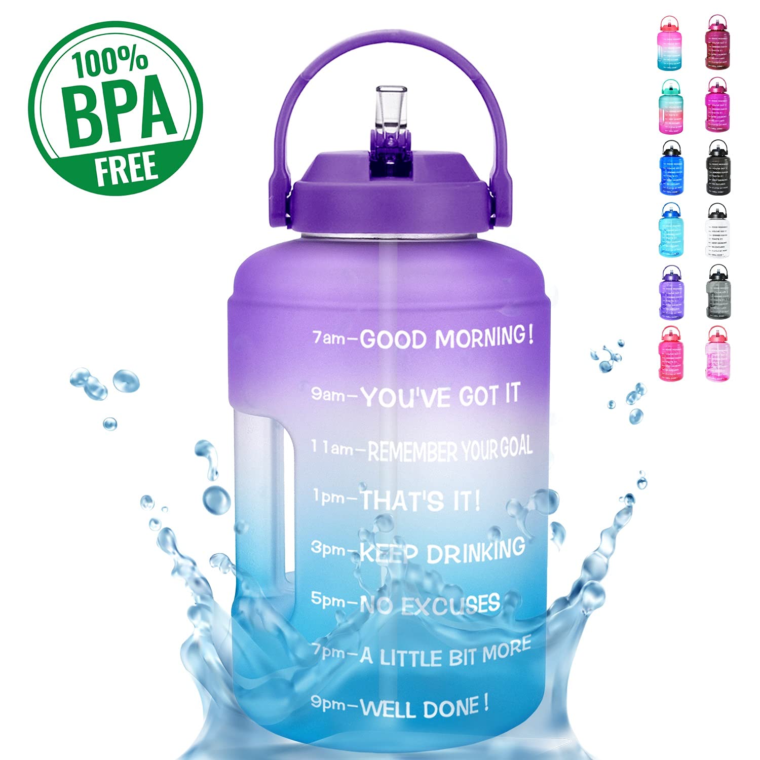 Sport Wasserbecher 2.5L 3.78L Kunststoff breit Mund Gallone Wasserflaschen mit Strohsport Fitness Tourismus Fitnessstudio Reisekugeln Telefonständer