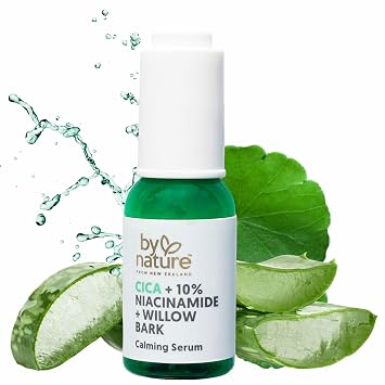 By Nature Calming Face Serum - Cica+10% Niacinamide+Willow Bark - Purifying Facial Serum with Cica Plant Extract & Texture Enhancing Niacinamide - Skincare from New Zealand - 1 fl. Oz