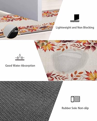 Miniatura 3 de Tapete de baño con hojas bohemias para bañera, antideslizante, de secado rápido y absorbente, de tierra de diatomeas, para fregadero de cocina,