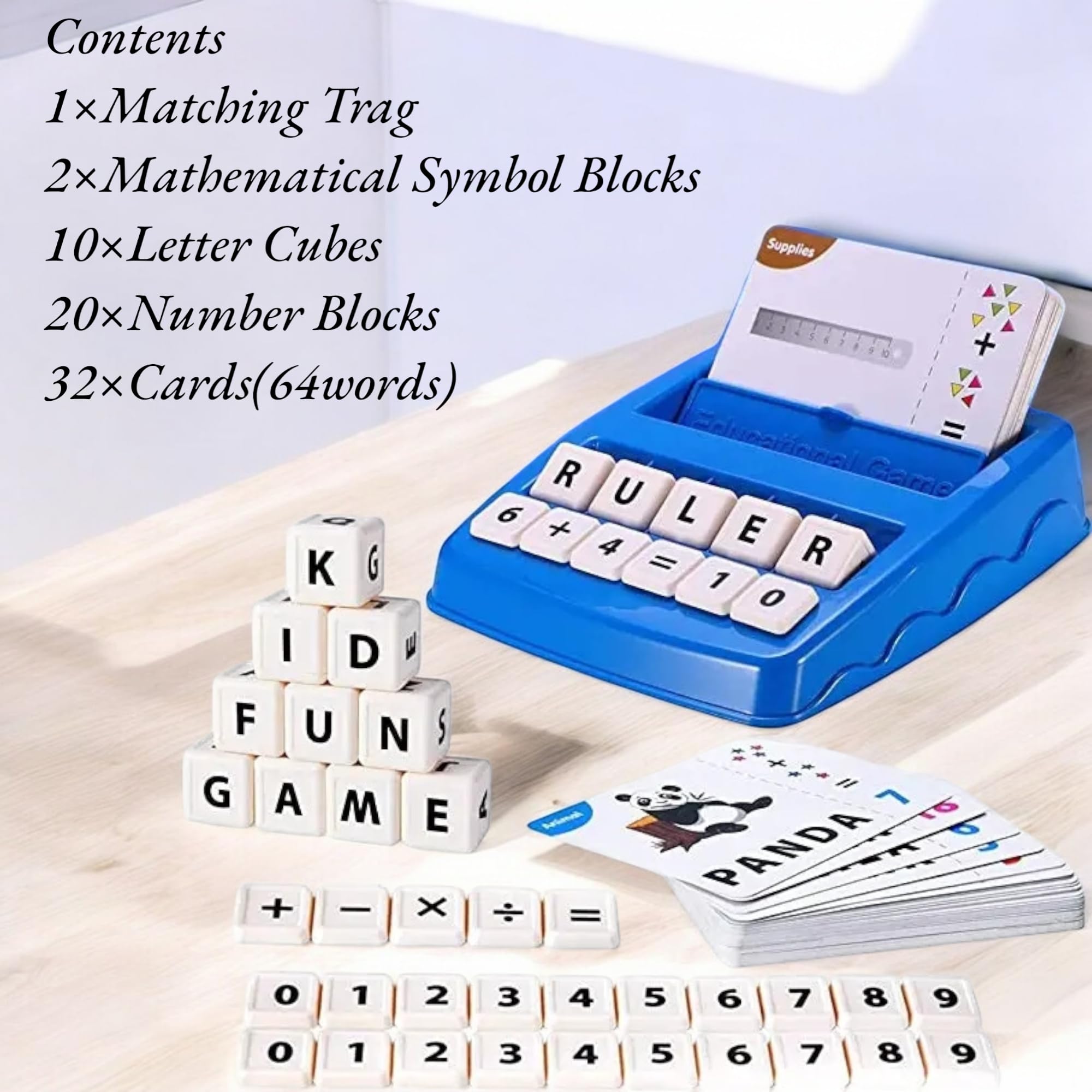 Matching Letter Game - Sight Word Games, Educational Toys for Kids 5-7 Year Old, 2 in 1 Spelling and Counting Preschool Learning Toys Math Flash Cards Preschool Games for Ages 3-8 - Image 2