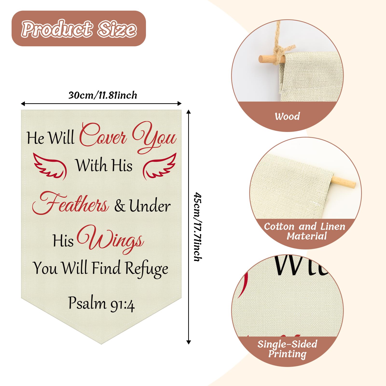 Bible Banner Christian Wall Banner Bible Scripture Wall Decor for Nursery Hanging Pennant Flag Inspirational Quote Banners for Bedroom Religious Playroom Banners Christmas Birthday Gift