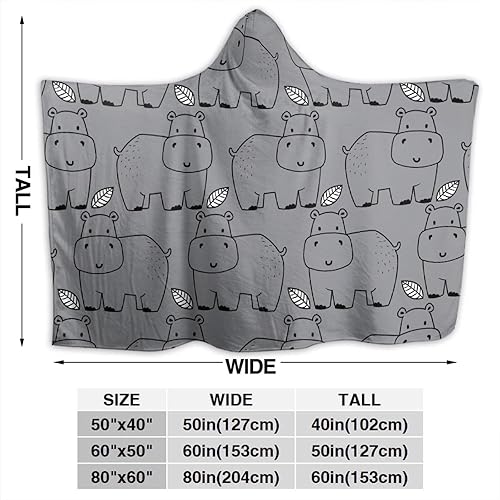 Miniatura 6 de ARAHANT Bonita manta con capucha de hipopótamo, manta con capucha de animales de dibujos animados, regalo de hipopótamo para niños, franela, suave y