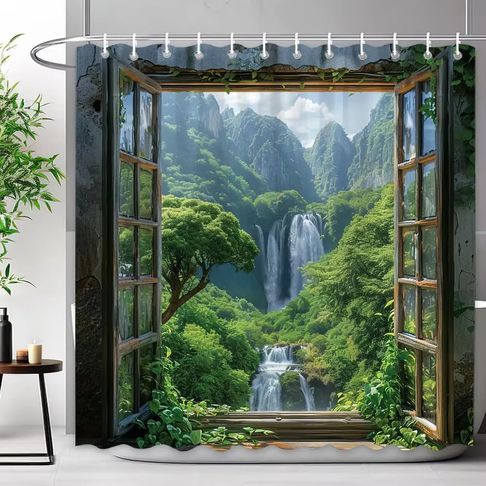 Rideau de douche en polyester de qualité supérieure décor panoramique
