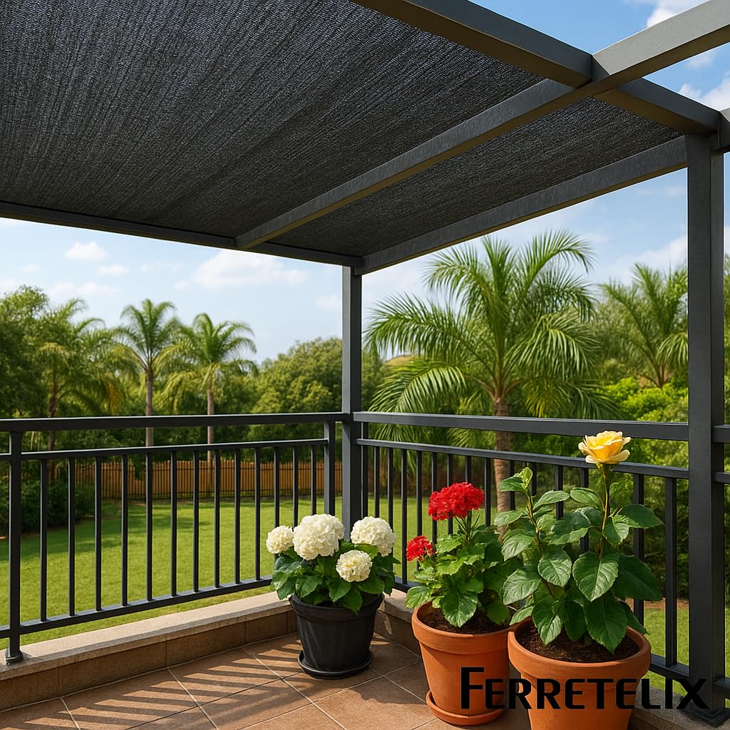 Ferretelix® Malla de Ocultación Negra 2 x 50 m – 95% Sombreado para Jardín, Valla y Terrazas
