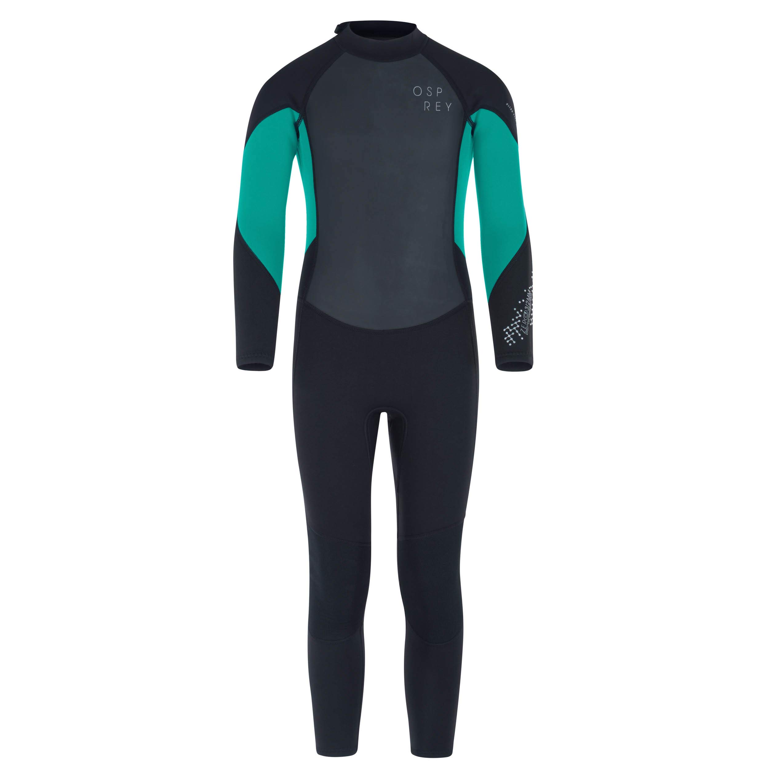 Osprey - Muta estiva da bambina, lunghezza 3 mm, in neoprene, per surf, bodyboarding, zero, verde acqua