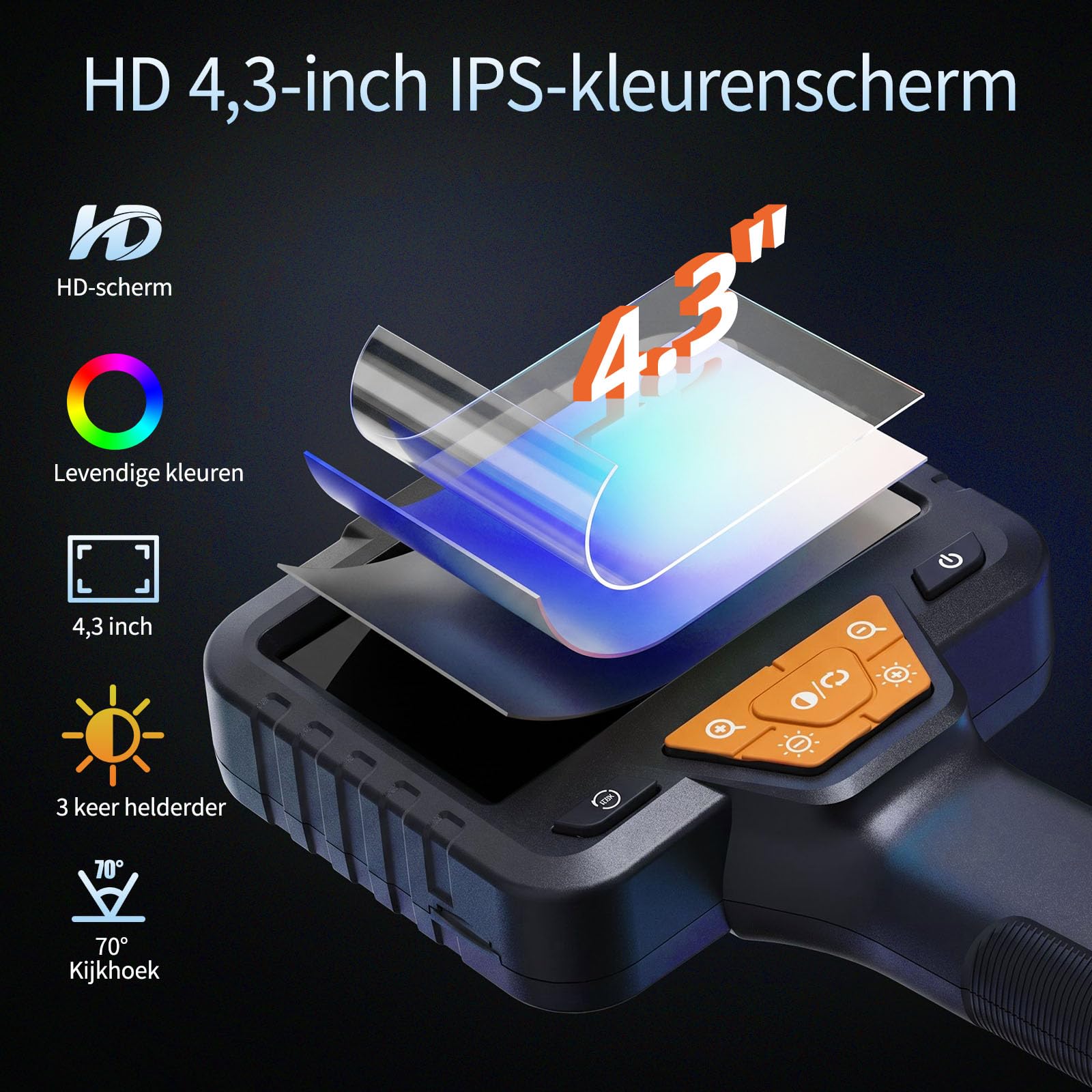 10m Endoscopio Industriale, Telecamera Endoscopica Impermeabile IP67 con Schermo IPS da 4,3", Telecamera di Ispezione HD 1080p con 8 LED Regolabili, per Tubi, Motore Auto,Festa Del Papà