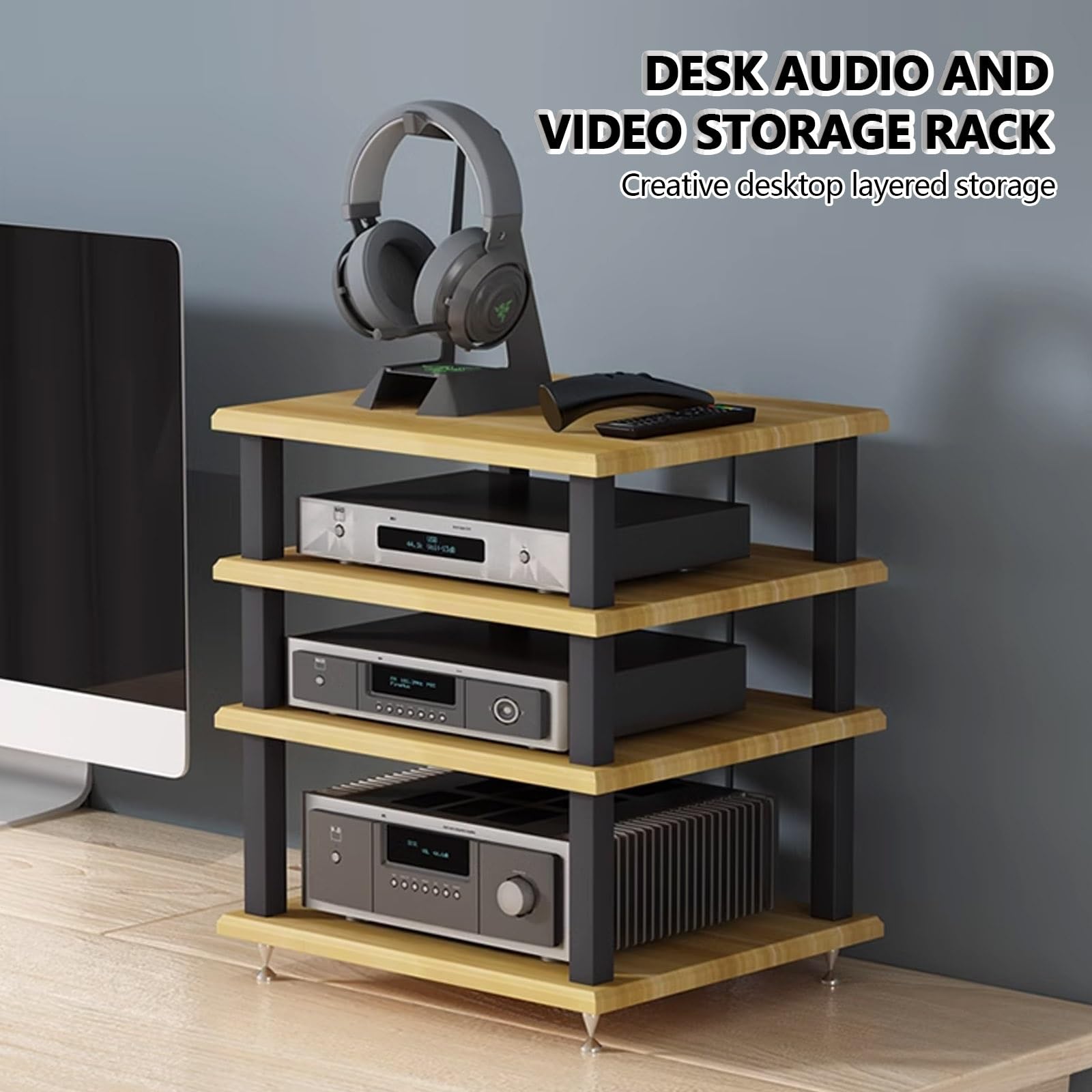Nowoczesny stojak na płyty winylowe wielowarstwowa konsola stereo szafka do salonu i sypialni Entertainment Media Storage Unit Stylowe rozwiązanie do przechowywania płyt.