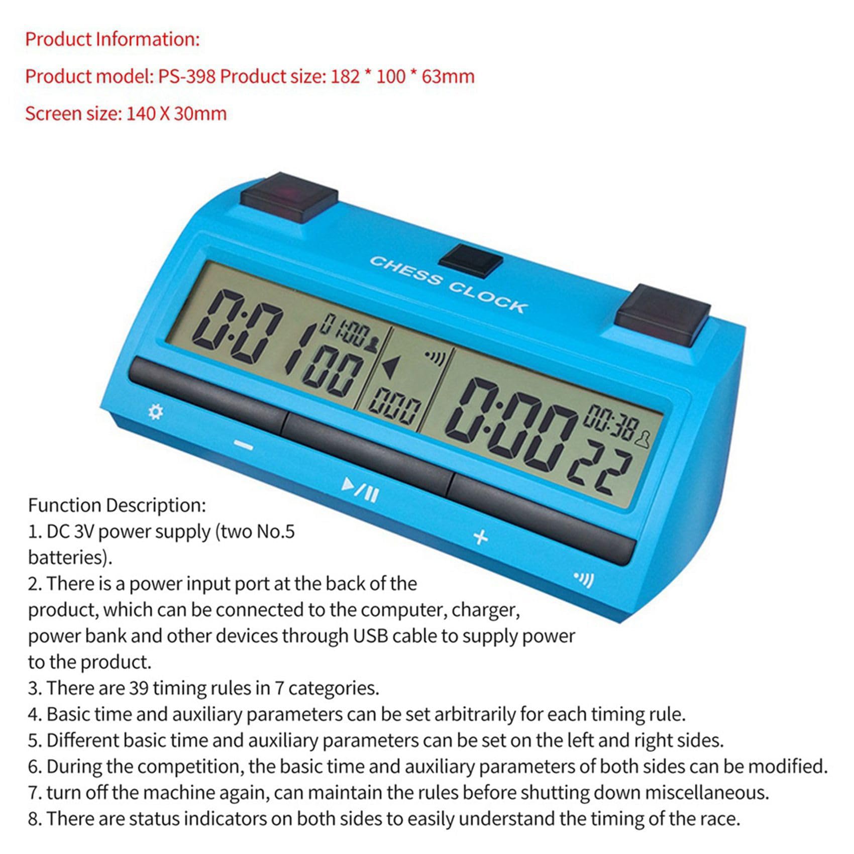 rieder 2X Ajedrez Profesional Temporizador Digital Reloj de Ajedrez Cuenta AtráS Juego de Mesa CronóMetro CompeticióN Contador de Horas