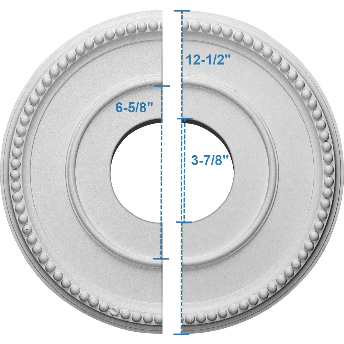 Ekena Millwork CM12BR2 Bradford Split Ceiling Medallion, (12-1/2"Outer Diameter, 3-7/8"Inner Diameter, 3/4"Projection, 6-5/8" Canopy)., Factory Primed — Amazon image 2