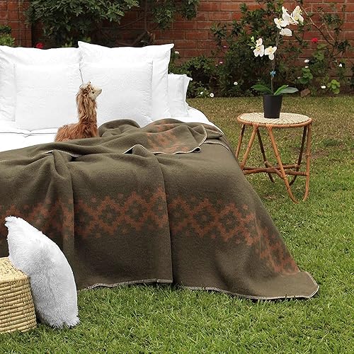 Miniatura 17 de Manta gruesa de lana de alpaca pesada para acampar al aire libre en interiores, mantas suaves de lana de alpaca peruana que vienen en diseño étnico