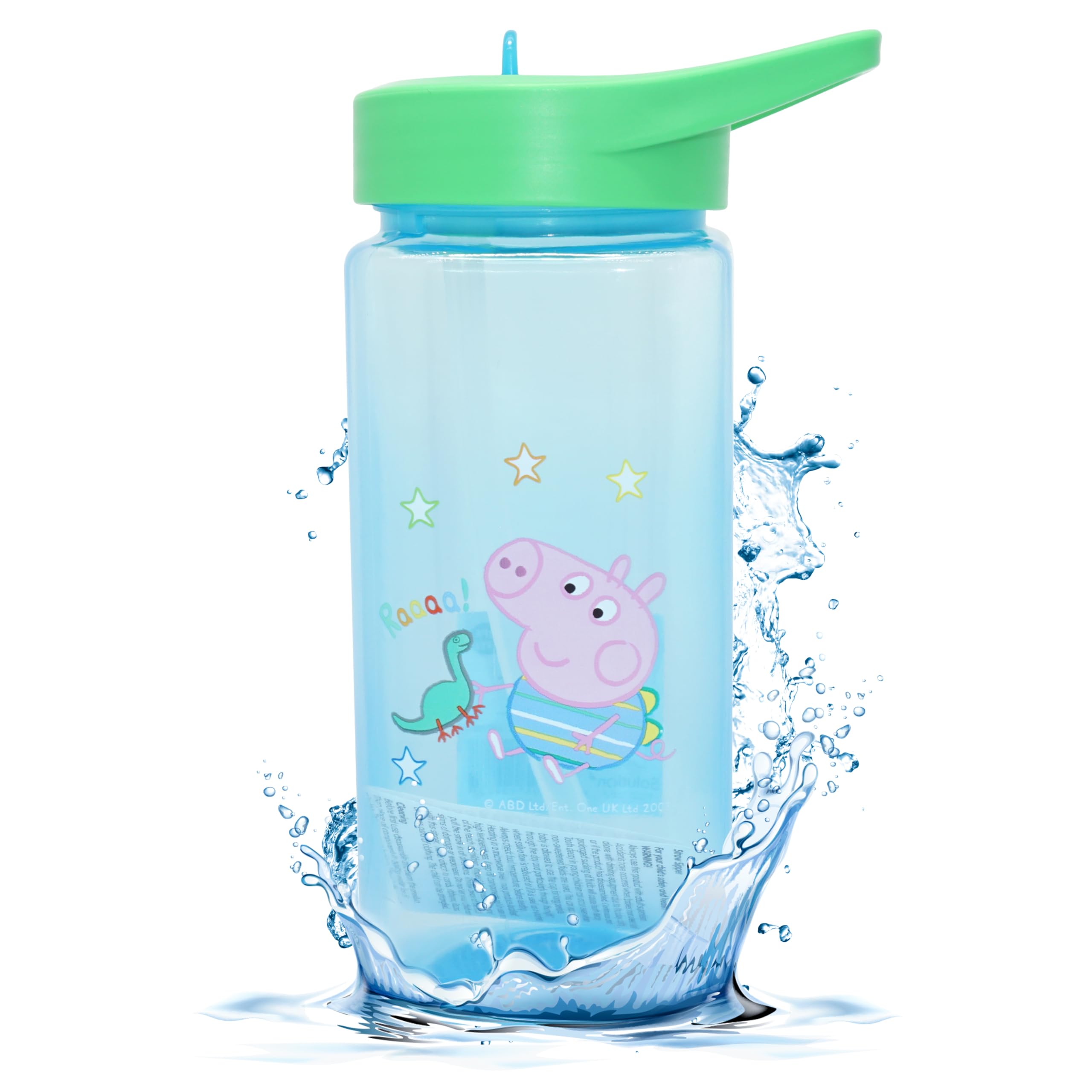 George Pig Kids Water Bottle 420ml – BPA Free Leakproof Straw Bottle for Boys & Girls – Reusable 6+ Months School Water Bottle with Flip Lid – Non Spill Drinking Bottle for Nursery, Travel & Sports