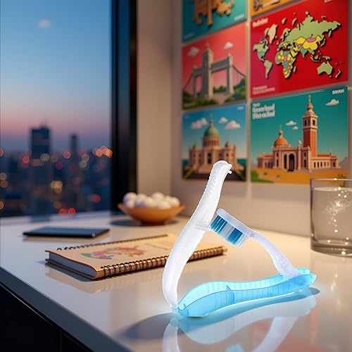 Miniatura 5 de JJLFresheners Cepillo de dientes plegable de viaje, mini cepillo de dientes portátil con cerdas medias suaves para acampar Diseño útil Cepillos de