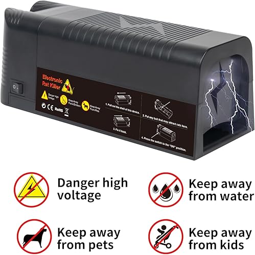 Miniatura 2 de NAMEK Trampa eléctrica para ratas para el hogar, eficaz y humanitario para ratas de interior, exterminador de ratones, trampas mejoradas para ratas,