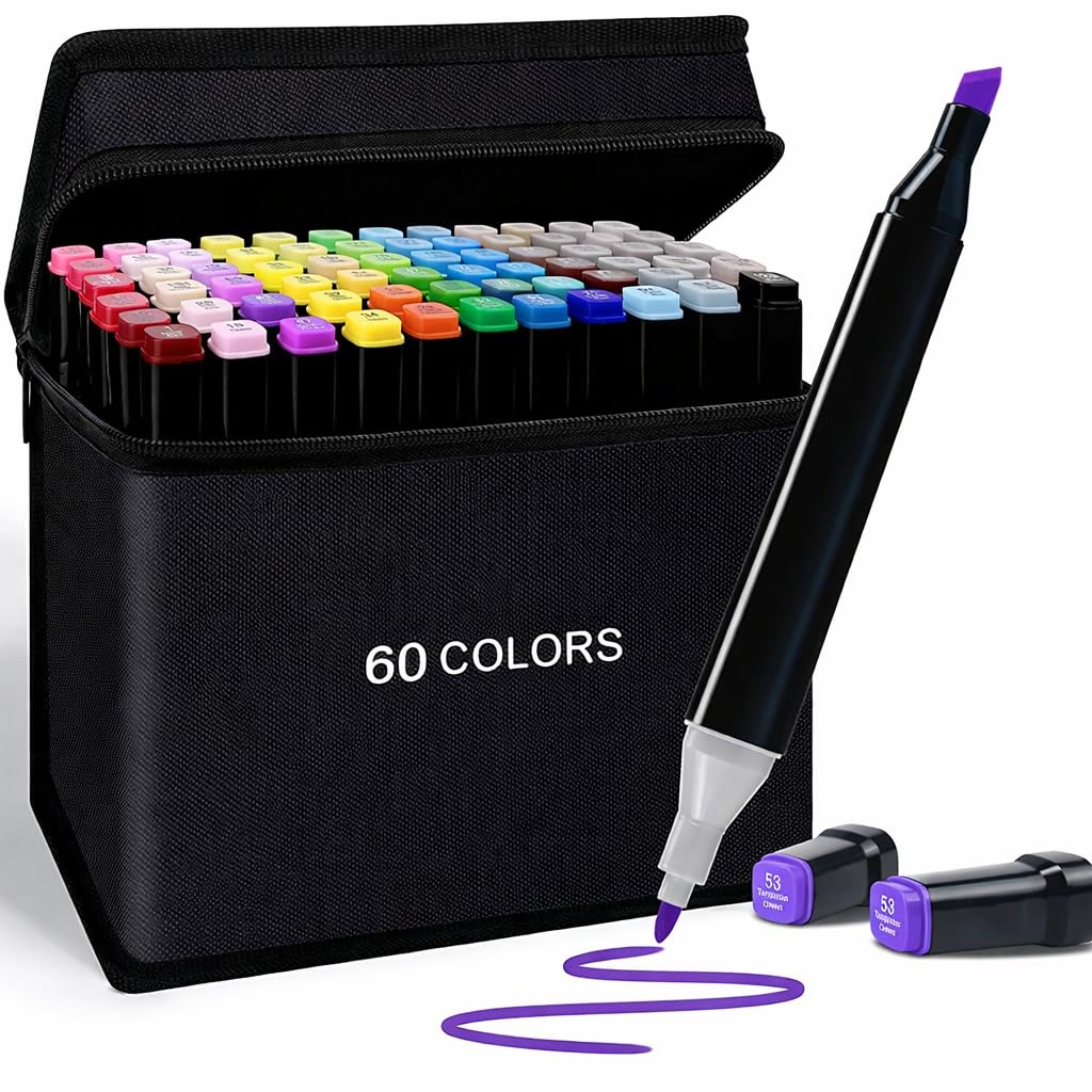 PB Prime Brands Markers Sketch Pen Set Dual Tip Brush Pens Art Markers for Drawing Dual Tip Art Markers Set Chisel & Fine Colour Marker Set Markers Sketch Marker Drawing Marker (60 Color) discount deal