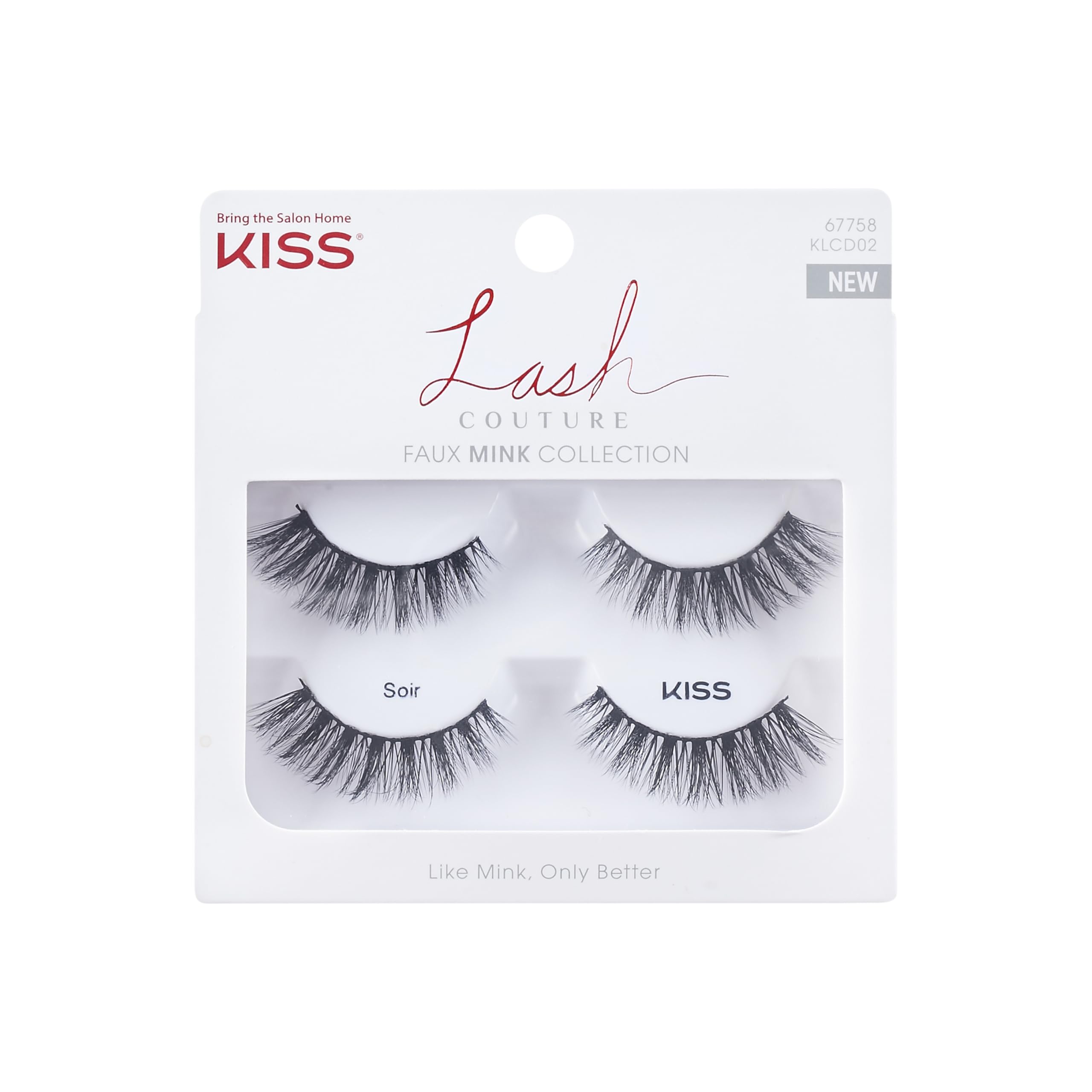 KISS Lash Couture Faux Mink False Eyelashes Double Pack, Knot-Free Lash Band, Reusable, Contact Lens Friendly, Easy To Apply, Ultrafine, Tapered,