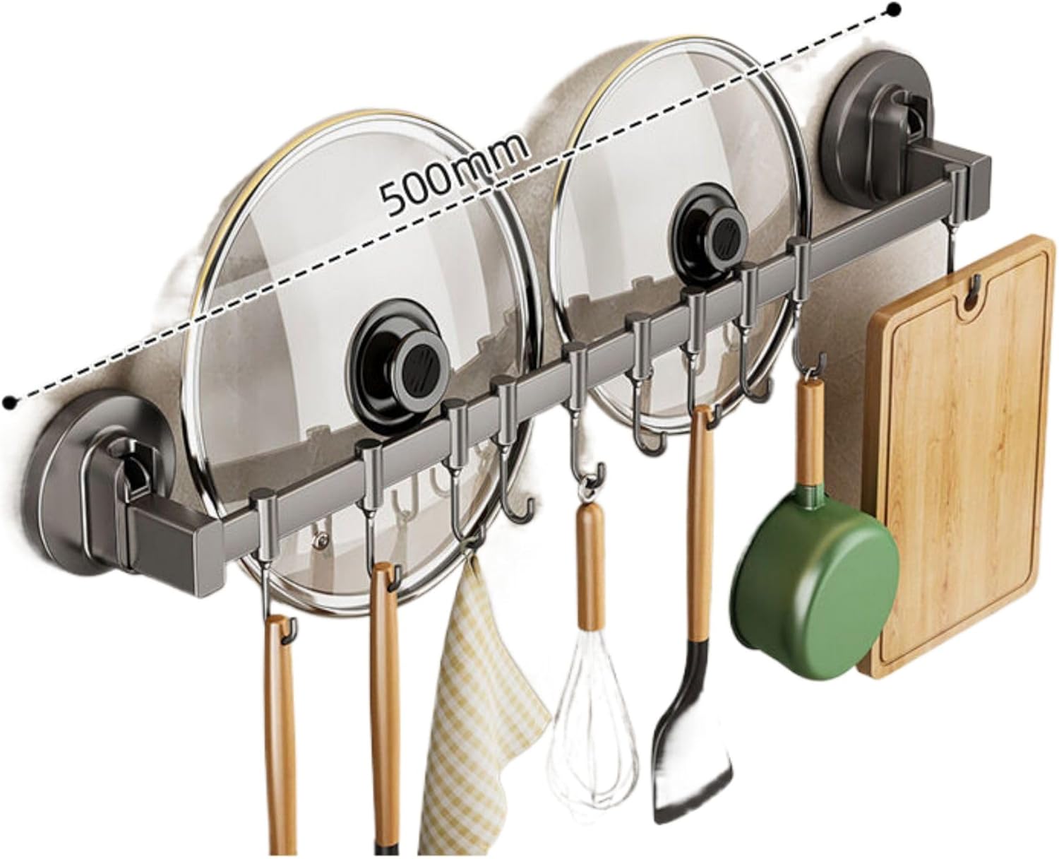吸盘厨房 Kitchen Gadgets, Cook Accessories 挂钩免打孔多功能置物架 Sink Organizers and Storage 锅铲勺子 Asian Soup Spoon Round Spoons 刀具一体挂杆壁挂收纳架 KCookware Accessories - 219