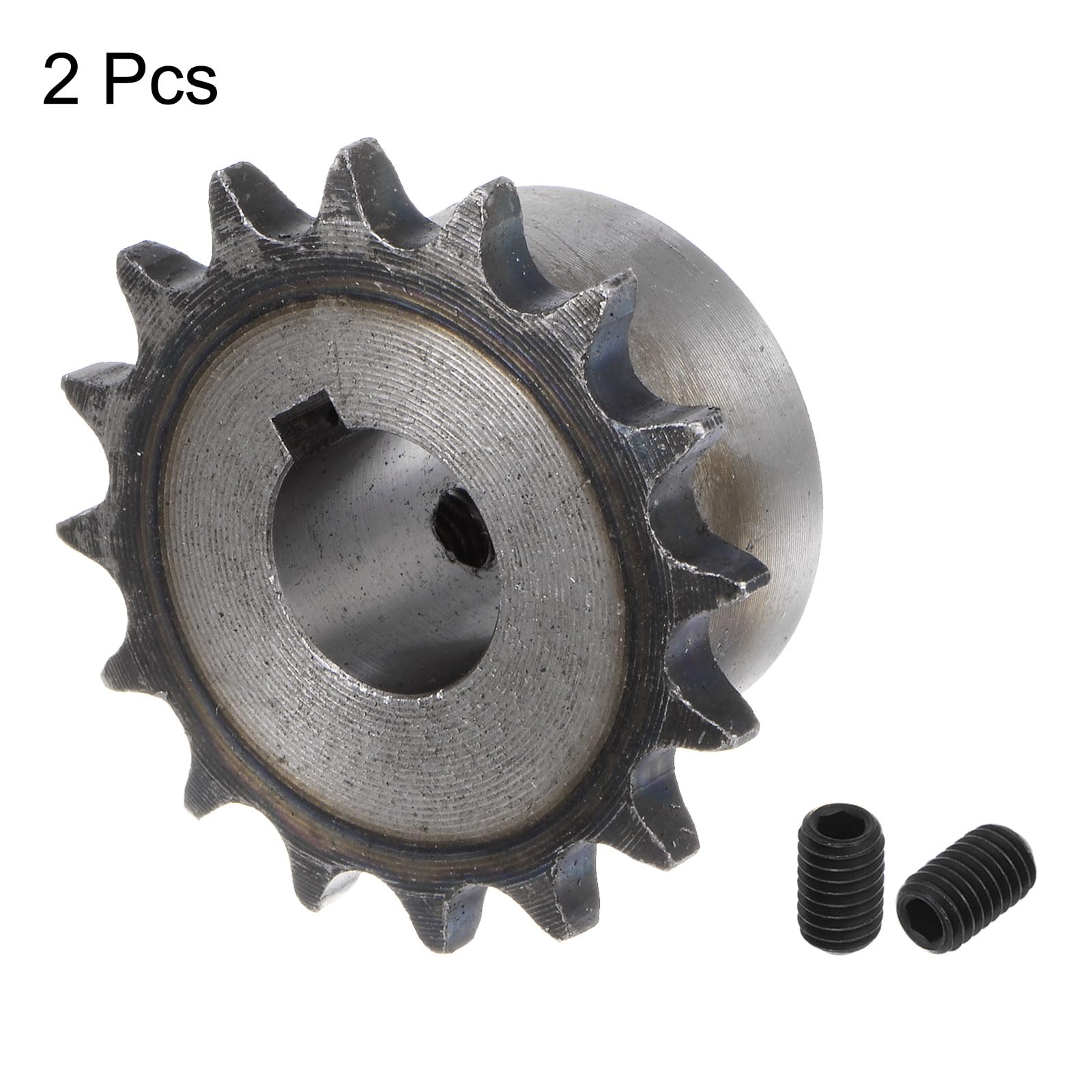 Produktbild von 2x Kettenrad 06B-1, 14 Zähne, 17 Mm Bohrung, 3/8" Teilung, B-Typ, A3-Stahl Gehärtet – Für Maschinenantriebe