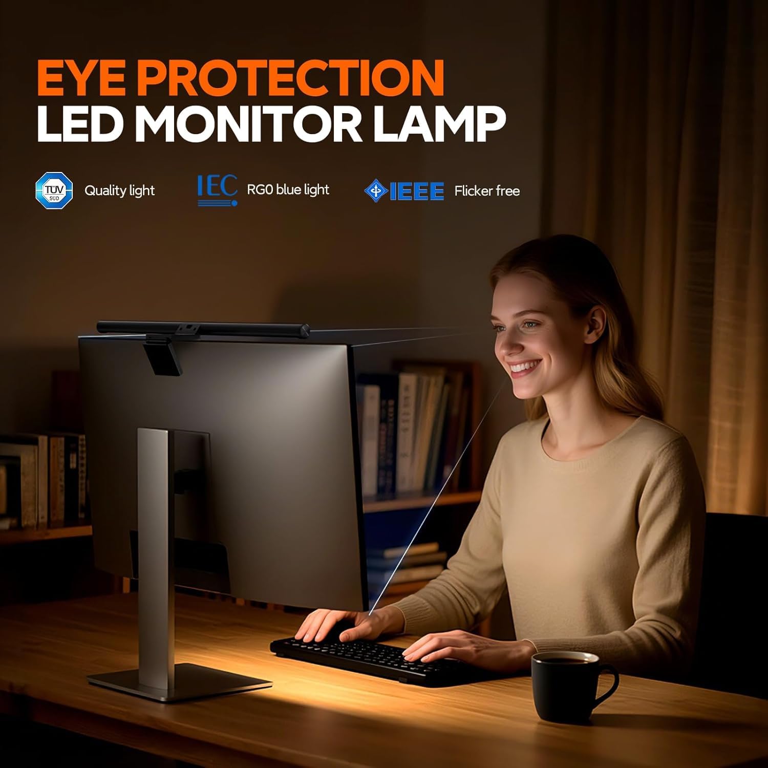 LYMAX Barre lumineuse pour moniteur LED écran plat incurvé Lampe de bureau gradation automatique