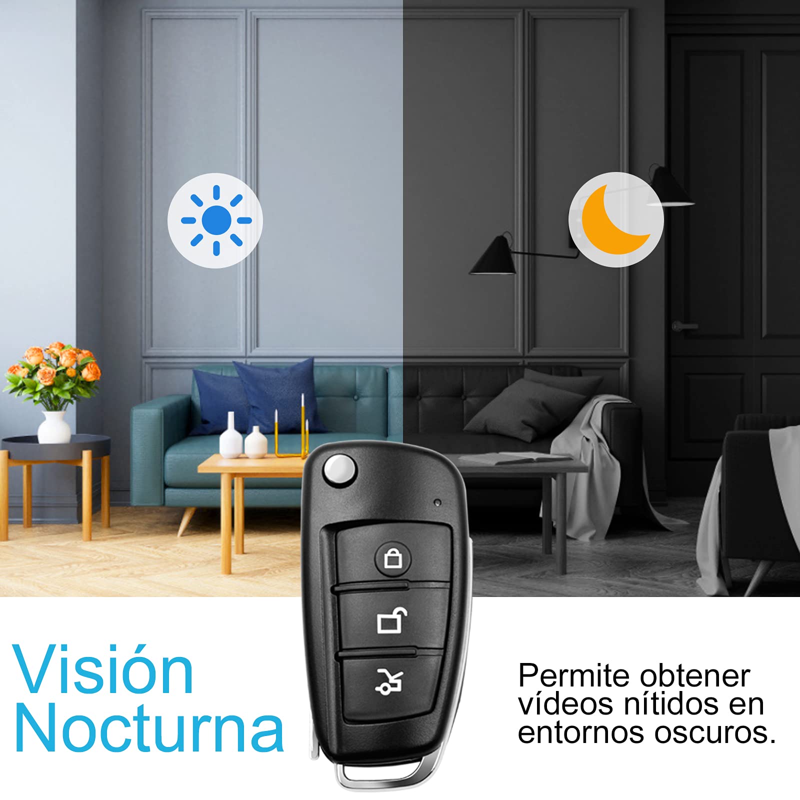 Mini Cámara Espía, Camara Oculta Llave de Coche, Camaras Espias Camufladas Llavero 1080P HD, Cámara de Seguridad Visión Nocturna Detección de Movimiento