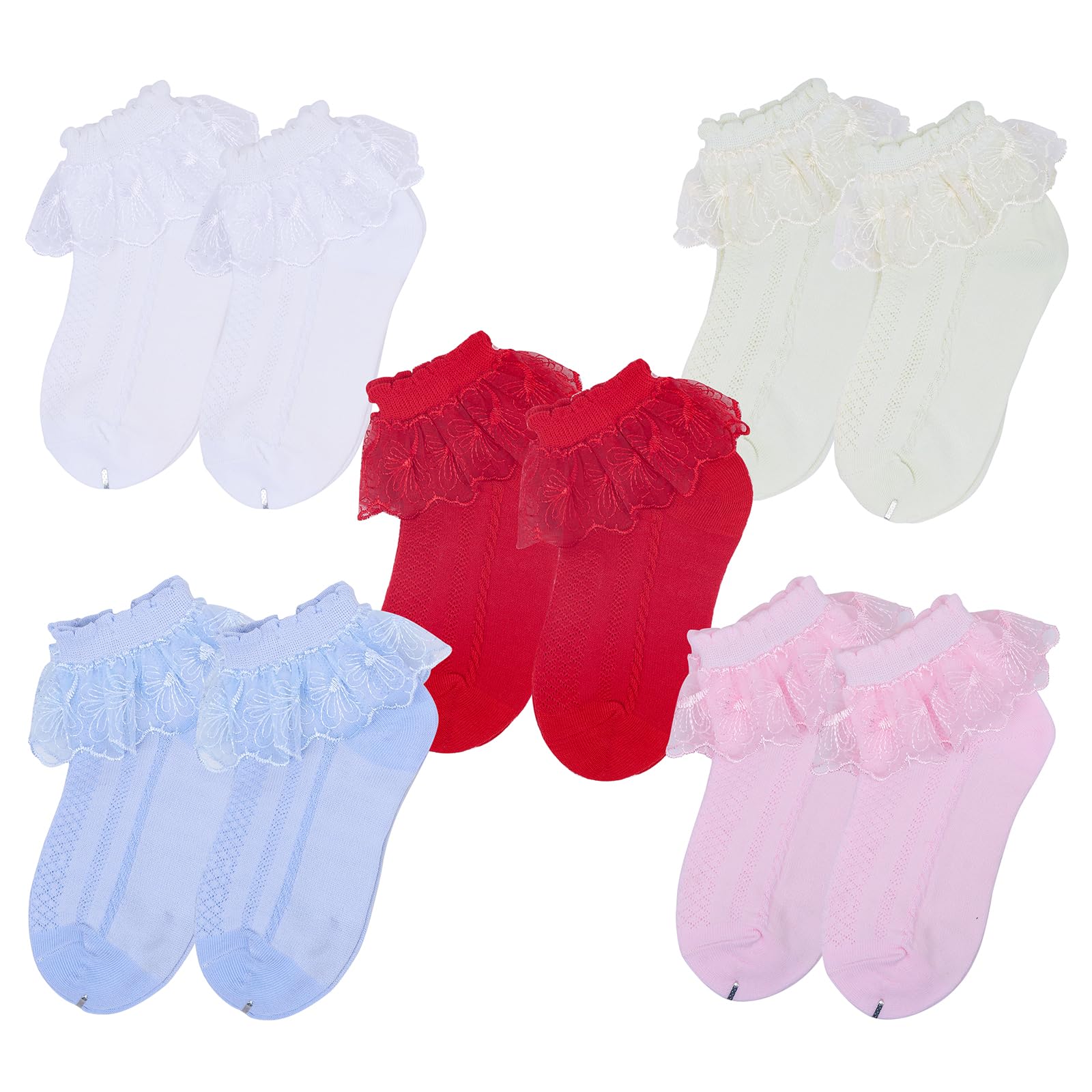 Cute and Colorful 100% Pure Cotton Baby Girls Frilly/Lace Socks For Girls-(Age 1-6Years)-image-38
