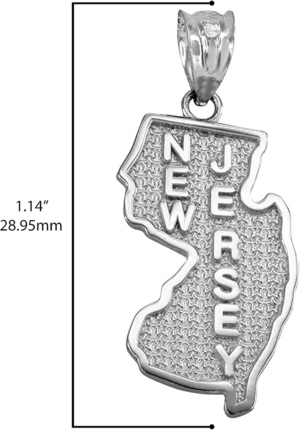 Claddagh Gold .925 Sterling Silver Dangling USA American State Map with Star Texture Charm Pendant - Choice of State