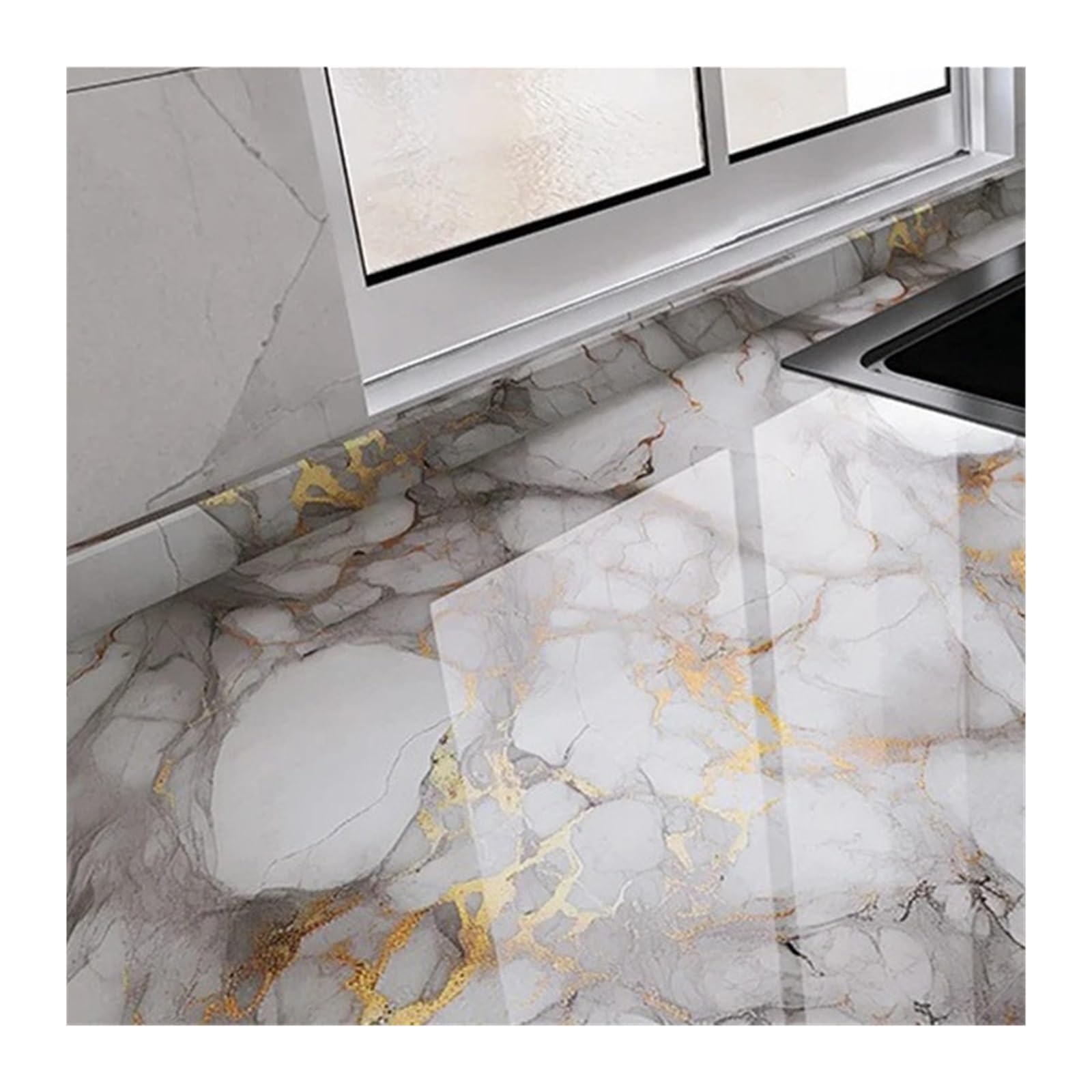 FOELANNE Back Self Adhesive Wallpaper, Marble Contact Paper 40cmx1-10m PVC Self-Adhesive Wallpaper(Color4,40cmX5m)