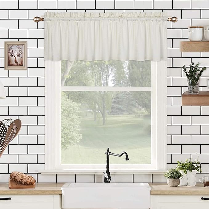 Amazon.com: CAROMIO Valance Curtains for Bathroom, Embossed Textured Soft Microfiber Rod Pocket ...