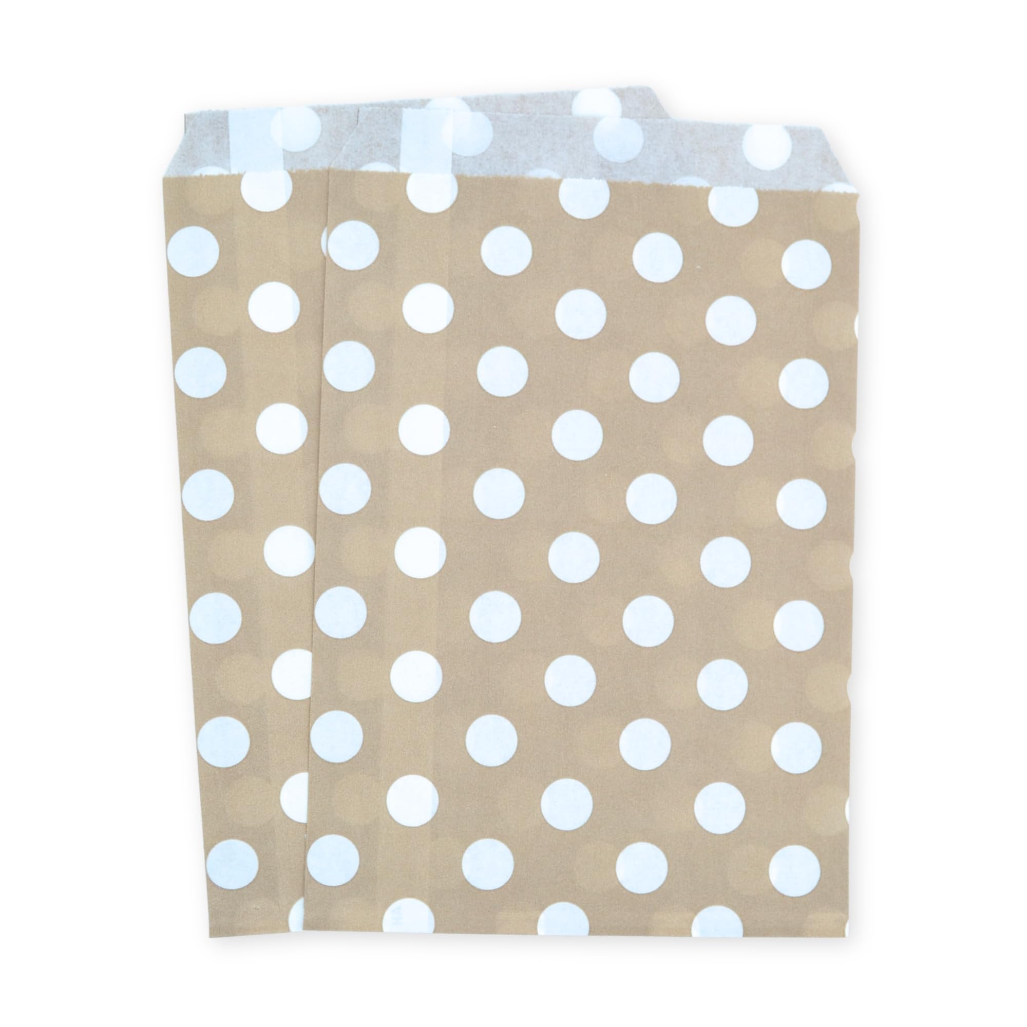 celloexpress 7" x 9" Latte Polka Dot Paper Sweet Bags - Classic Confectionery Gift Shop Goodie Party Bags (Pack of 500)