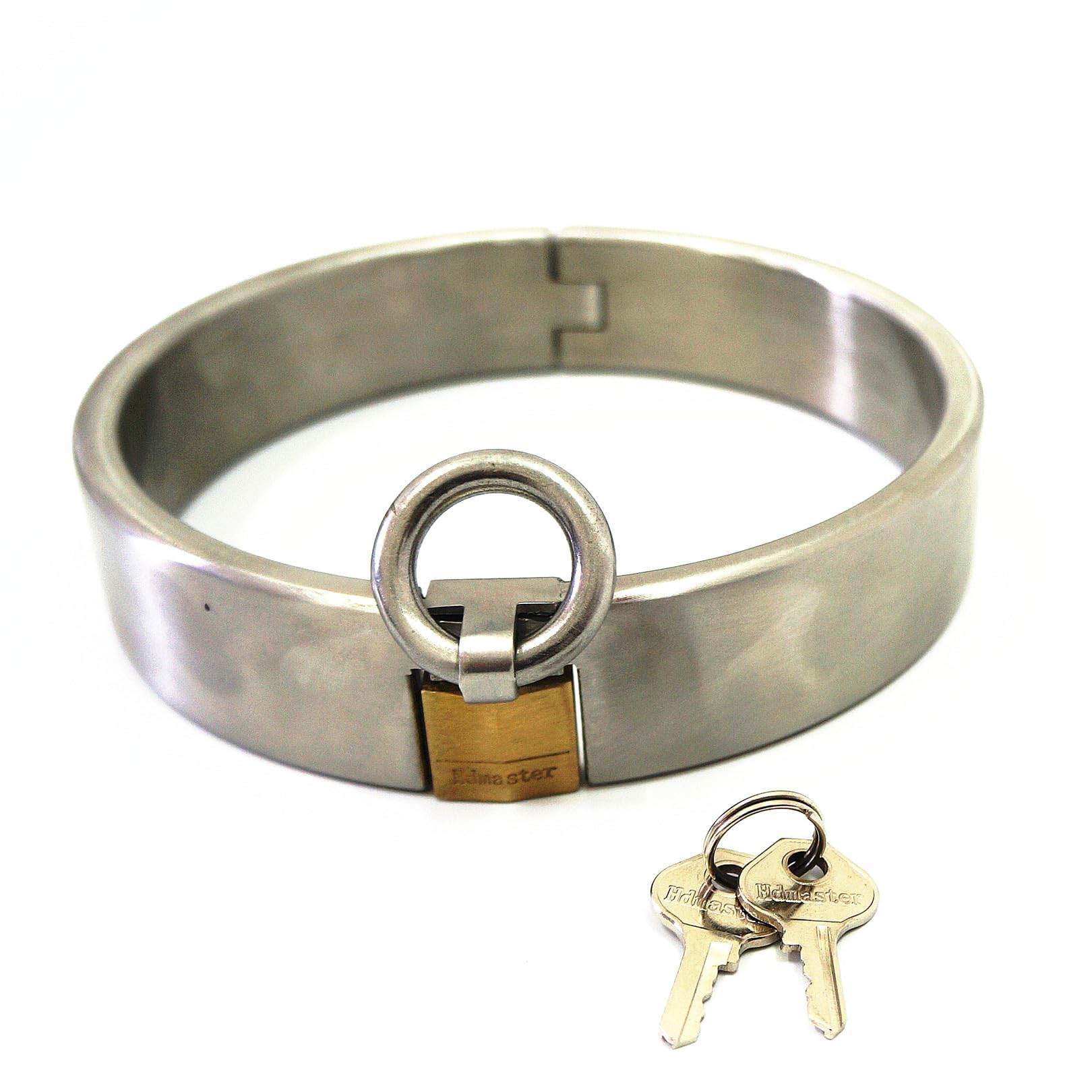Collar con candado de acero inoxidable Bondage BDSM - Collar de collar BDSM Bondage de metal for sujeción del cuello sexual con herramienta de sujeción con junta tórica for parejas(13.5cm)