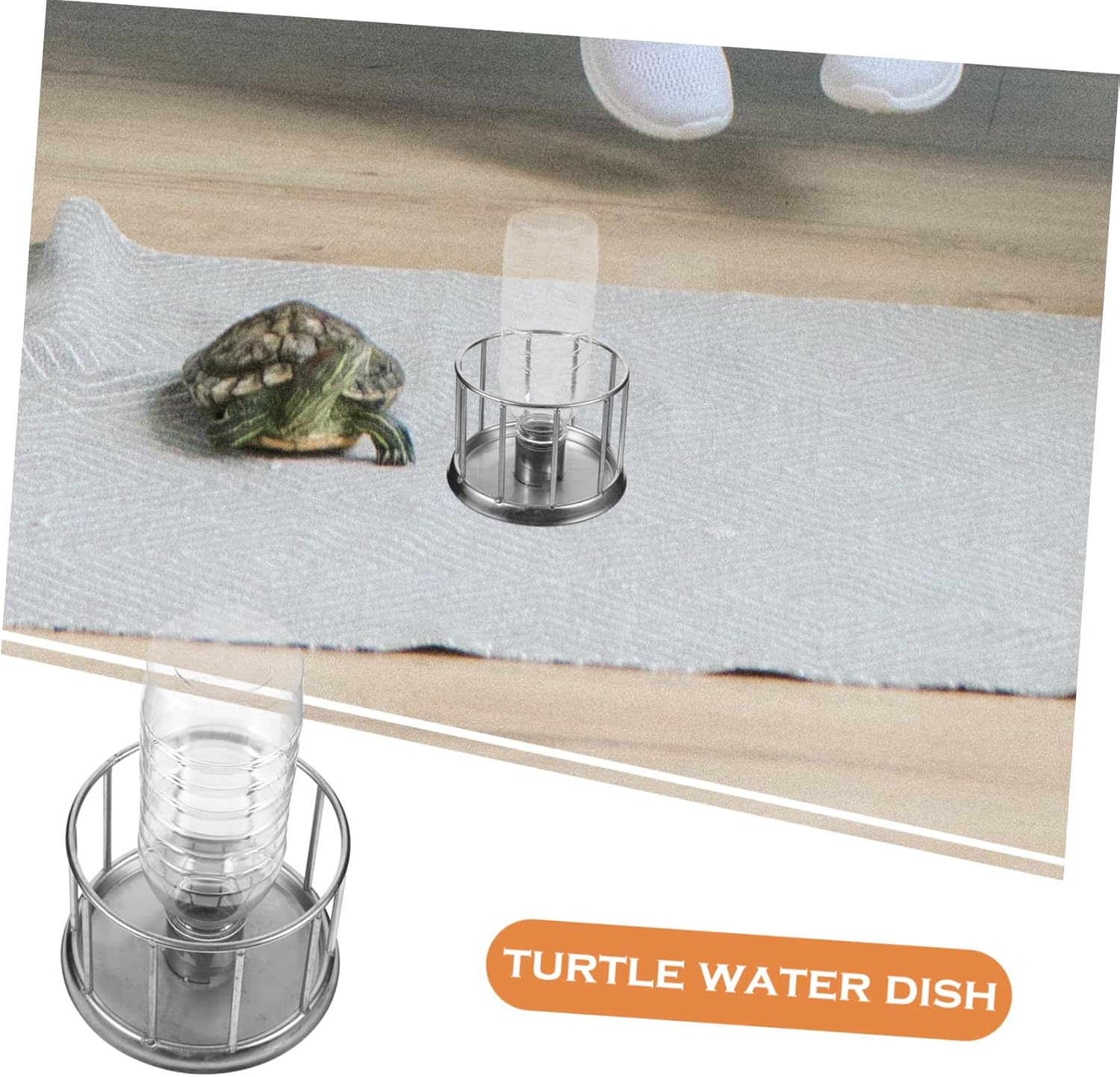 2pcs Reptile Water Feeder Mini Basin Stainless Steel Turtle Feeding Dish for Food and Water Easy to -Resistant for Tortoises and Lizards