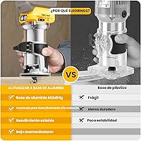 Vista 3 de Enrutador compacto inalámbrico compatible con batería DeWalt de 20 V (herramienta desnuda), herramienta de enrutador de 6 velocidades variables