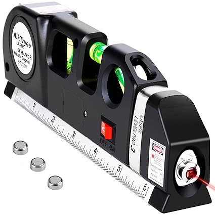 Right Gear Laser Level Line Tool, Multipurpose Laser Level Kit Standard Cross Line Laser level Laser Line leveler Beam Tool with Metric Rulers 8ft/2.5M for Picture Hanging cabinets Tile Walls.