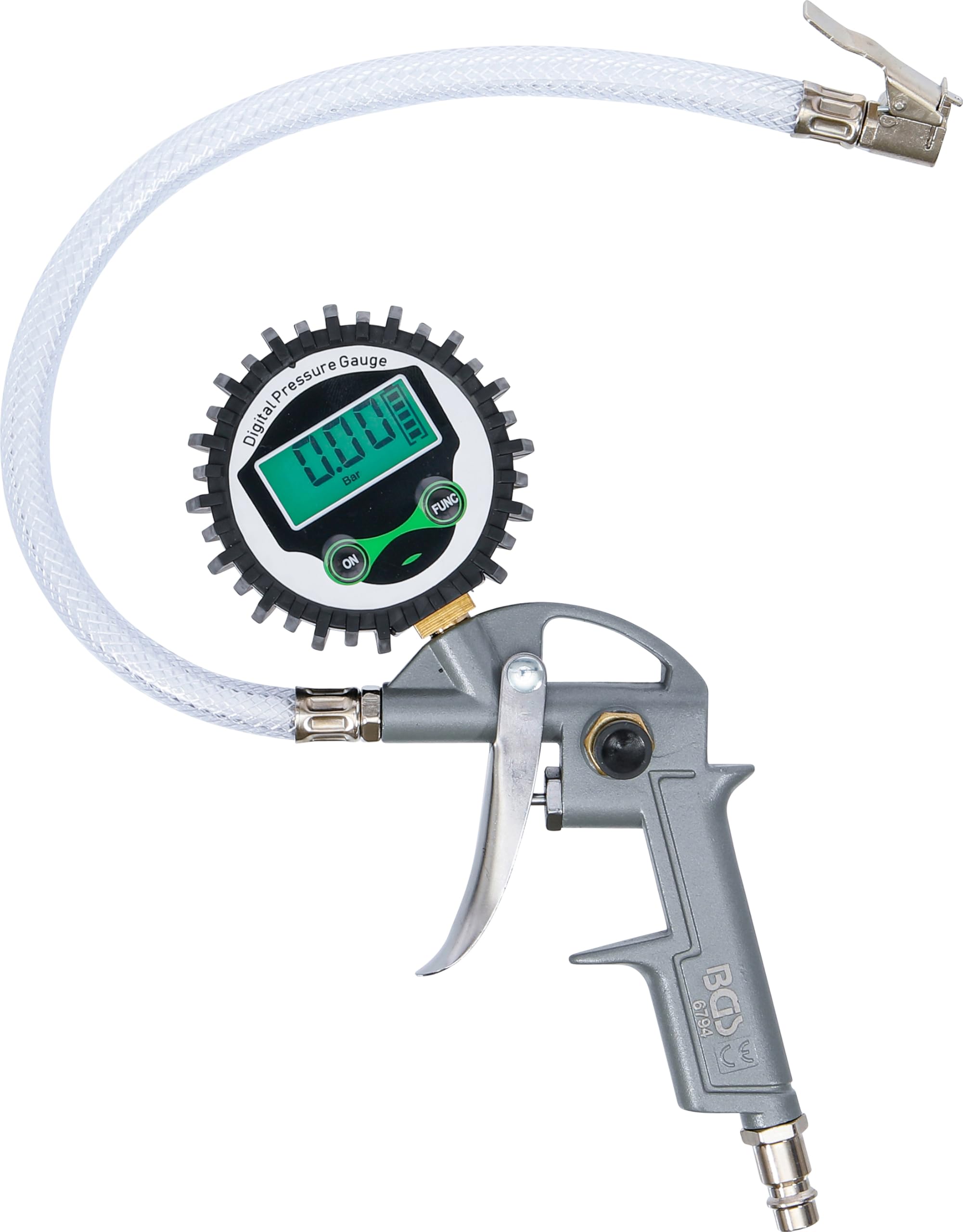 BGS 6794 | Druckluft-Reifenfüllpistole | digital | 0-8 bar | Reifenfüllmessgerät | Reifendruckmesser | Reifenfüller | Reifendruckprüfer