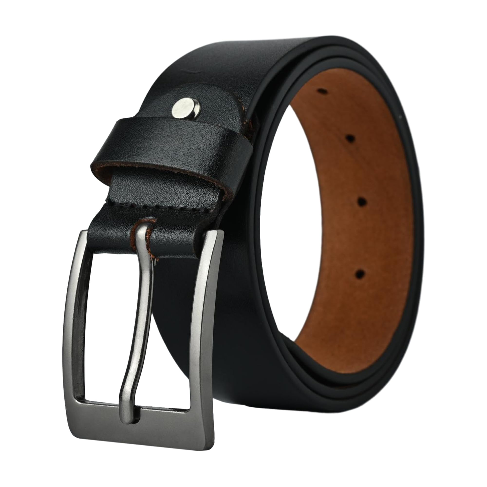 Leather Belt for Men | Smooth Finish Strap | Classic Metal Buckle | Formal Casual Wear | Simple Elegant Waist Accessory