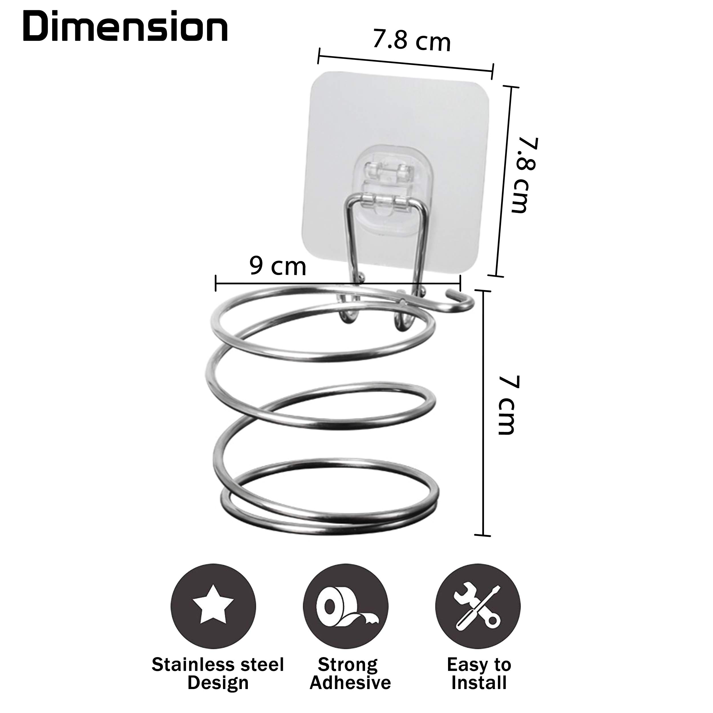 HOKIPO Hair Dryer Holder - Wall Mount Organizer -3