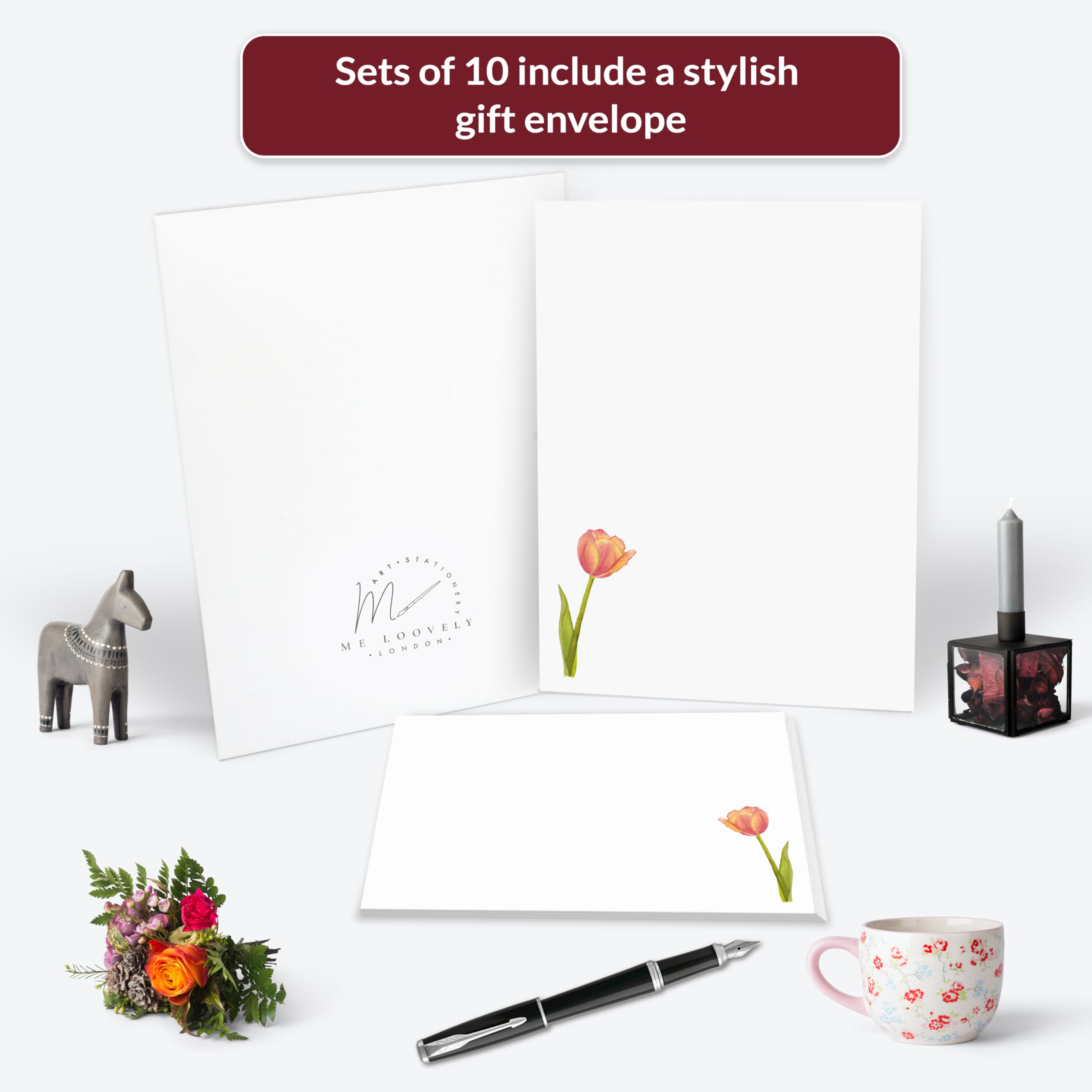 Me Loovely Tulip Letter Writing Paper and Envelopes Set Stationery Supplies for School Home & Office, cream, 10 - WITH Gift Envelope - Image 4