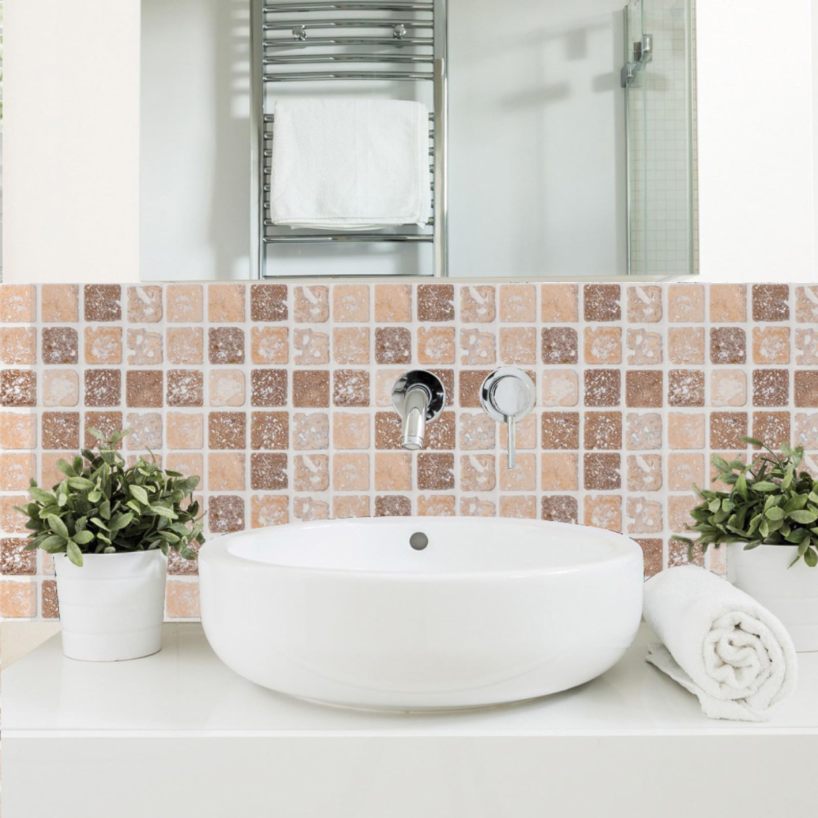 Piastrelle Adesive Cucina Modello Marrone Chiaro Pavimento pvc Adesivo Mobili Decorazioni Piastrelle Adesive Bagno Impermeabile Resistenza all'olio Mattonelle Adesive